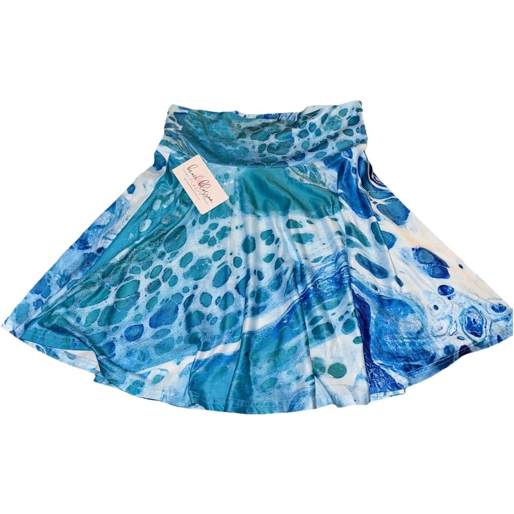 Mini Skirt Beach Blossom Studio Ocean Water Flirty Flowy Teal Women's XS NWT